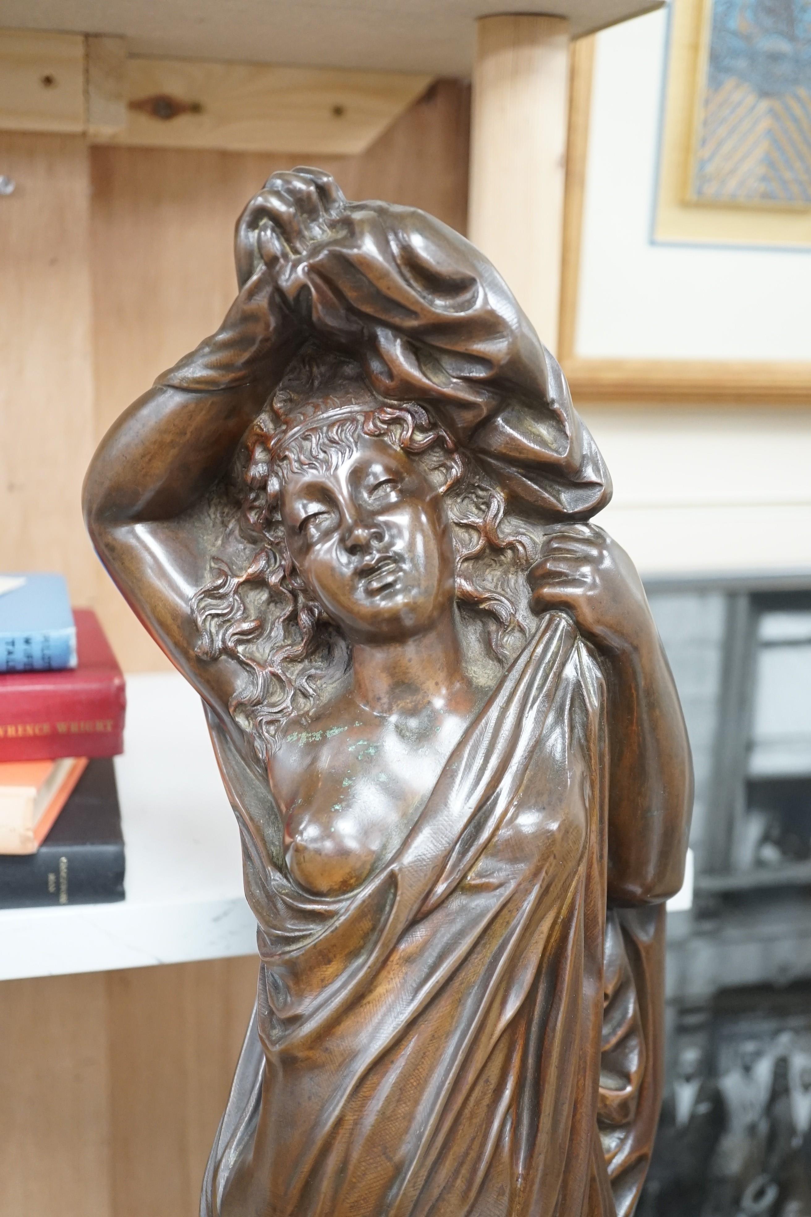 A large late 19th century bronze of Aphrodite, inscribed V de VIII, 72cms high